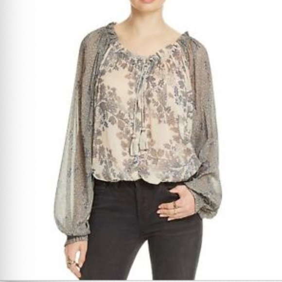 Free People Hendrix Floral Print Shear Blouse - Picture 1 of 7